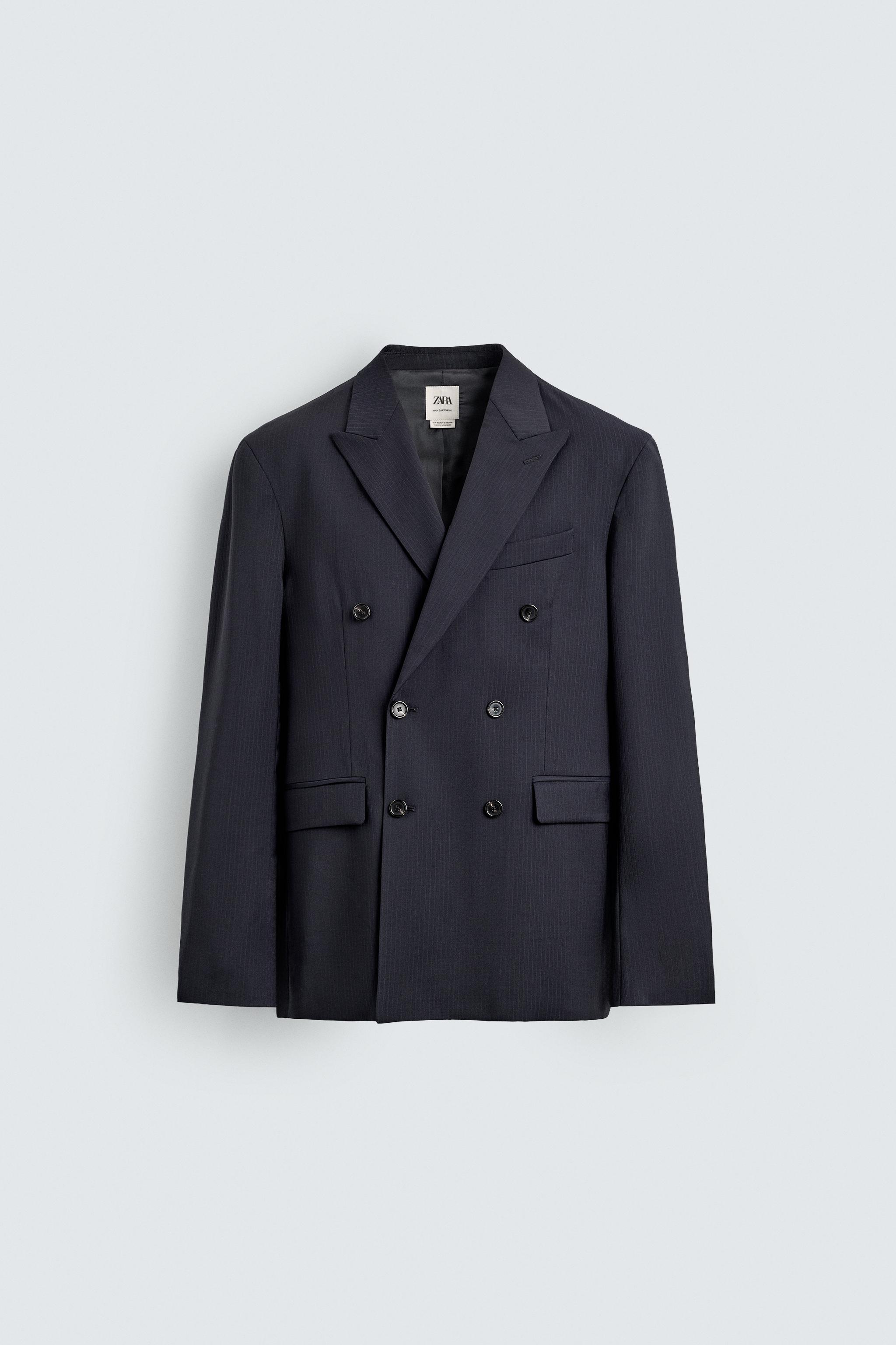 100% WOOL PINSTRIPE SUIT JACKET